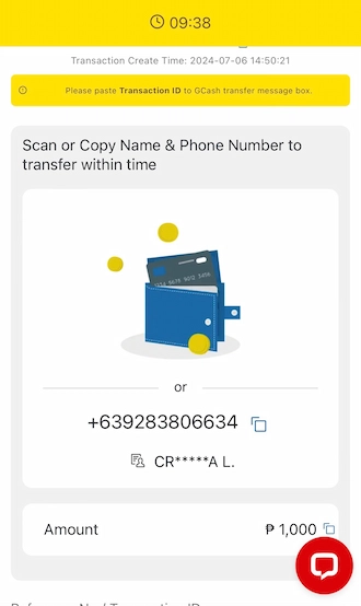 Step 4: Copy phone number and name to transfer money via GCash wallet.