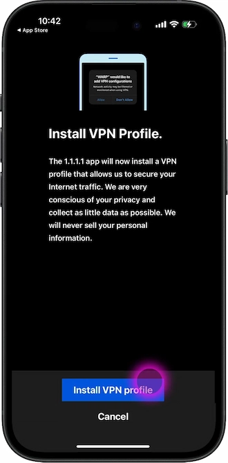 Step 4: Click Install VPN profile.