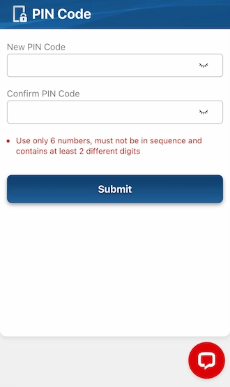 Step 3: Fill in the new PIN code and confirm the PIN code.