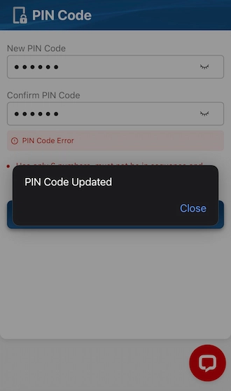 Step 4: PIN code Updated.